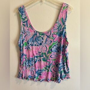 Lilly PulitzerSz XXL Pink and Blue Floral Tank Top
